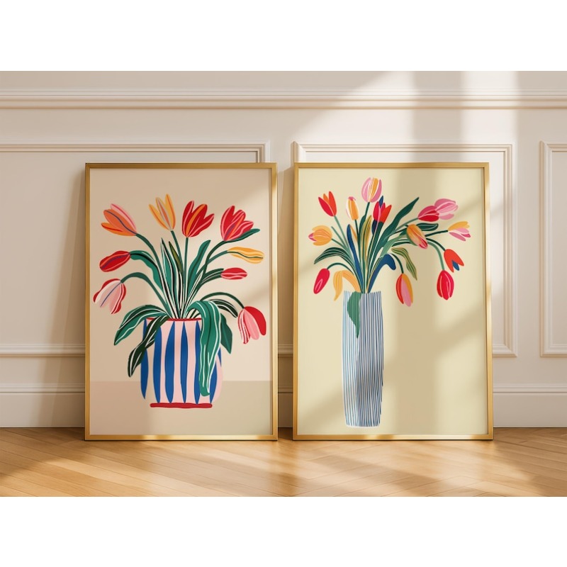 2pcs Tulip Flowers Canvas Wall - огляд і ціна Flower Girl Basket