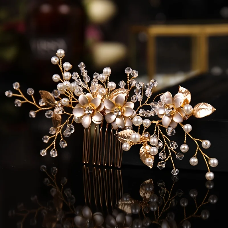 Handmade Gold Color Flower Hai - огляд і ціна Wedding Supply Store