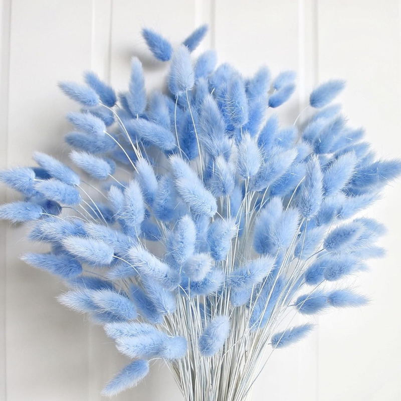 100PCS Blue Hare's-tail Grass  - огляд і ціна Flower Girl Basket