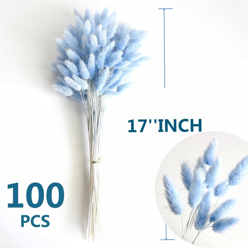 100PCS Blue Hare's-tail Grass  - огляд і ціна Flower Girl Basket